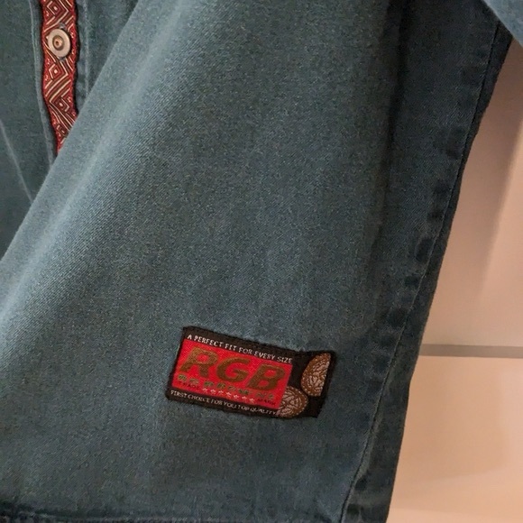 RGB Browns Trade Mark Vintage Teal Denim & Aztec Print Button Up - Picture 7 of 12